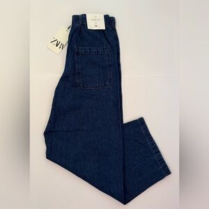 ✨ ZARA Signature Denim Elasticated Barrel Leg Jeans - Rinse Wash ✨Size: XS 💫 NWT